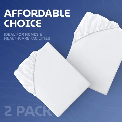 Vista 6 de White Classic Juego de sábanas ajustadas de hospital, camiseta de punto suave de calidad (2 unidades)