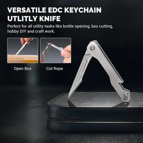 Vista 6 de edcfans Cuchillo de bisturí plegable, pequeño cuchillo de bolsillo para hombres con 10 piezas de cuchillas reemplazables quirúrgicas #11, cuchillos