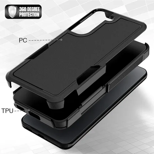 Vista 4 de Funda para Samsung Galaxy S22: funda protectora de doble capa resistente para teléfono celular, a prueba de golpes, con protector de pantalla