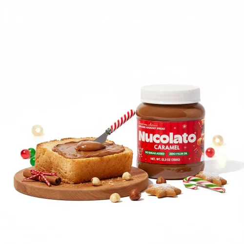 Vista 3 de NUCOLATO Crema de caramelo y avellana 12.3 oz - 350 g Apto para dieta cetogénica - Sin gluten - Sin azúcar añadido El mejor postre bajo