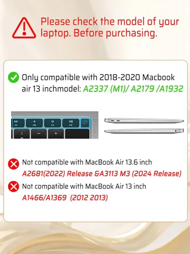 Vista 3 de Seorsok Funda compatible con MacBook Air de 13 pulgadas 2022-2018 versión A1932 A2179 M1 A2337 Touch ID, elegante funda rígida de plástico de cuero