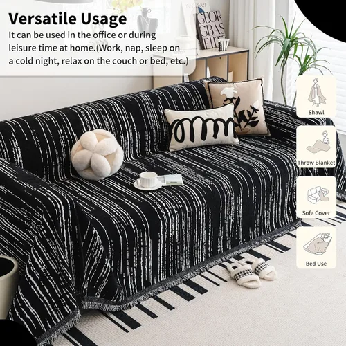 Vista 5 de Funda de felpilla apta para mascotas, lavable, reversible para sofá seccional, sofá biplaza, sofá esquinero, funda para futón