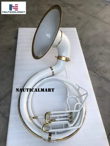 Tubas de latón de Sousaphone Bb Big Bell | Latón blanco incluye bolsa de transporte y boquilla | Instrumento musical hecho a mano regalo para bandas