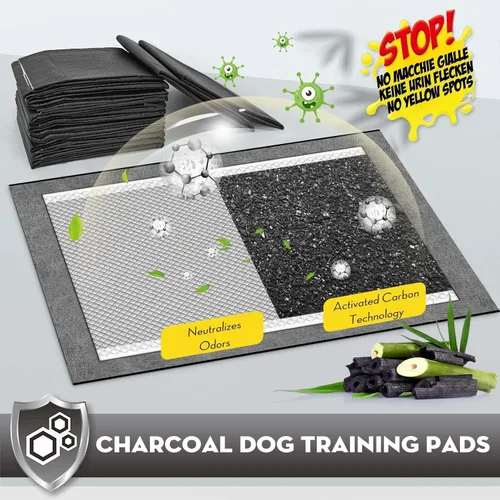 Vista 2 de CROCI Almohadillas para orina de cachorro de 22 x 22 pulgadas, almohadillas de carbón para cachorros con control de olores y almohadillas súper