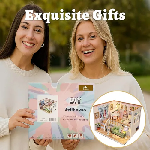 Vista 8 de Flever Kit de casa de muñecas en miniatura, habitación creativa con muebles para regalo romántico de San Valentín (debido a conocerte)