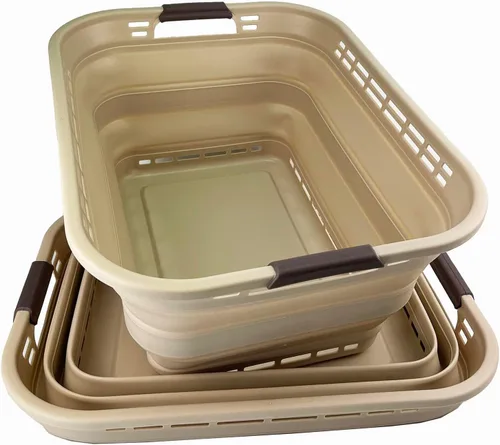 SAMMART Cesta plegable de plástico para la ropa sucia de 42L (11 galones), contenedor de almacenamiento portátil desplegable, cesta portátil, ahorra