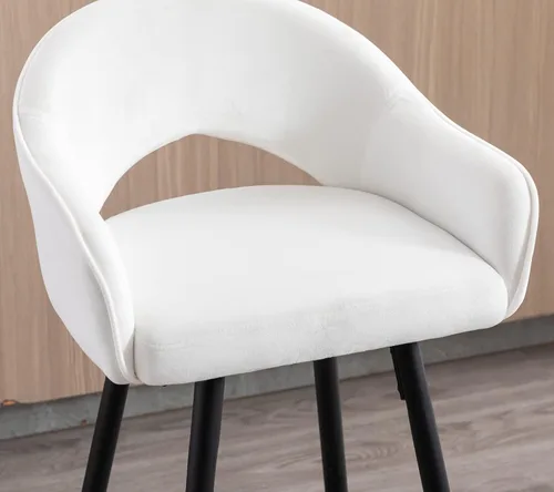 Vista 7 de DUOMAY Juego de 2 taburetes de bar giratorios, modernos taburetes de altura de mostrador de 26 pulgadas, silla de isla de cocina tapizada de Blanco