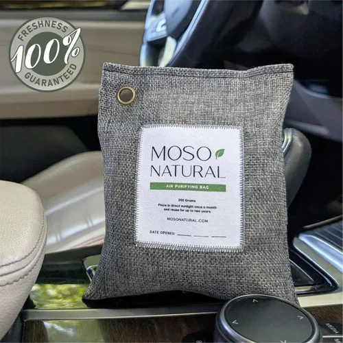 Vista 3 de Moso Natural Bolsa purificadora de aire de 7.05 oz (paquete de 3) HGTV Editor's Pick Absorbedor de olores de carbón de bambú premium para el hogar