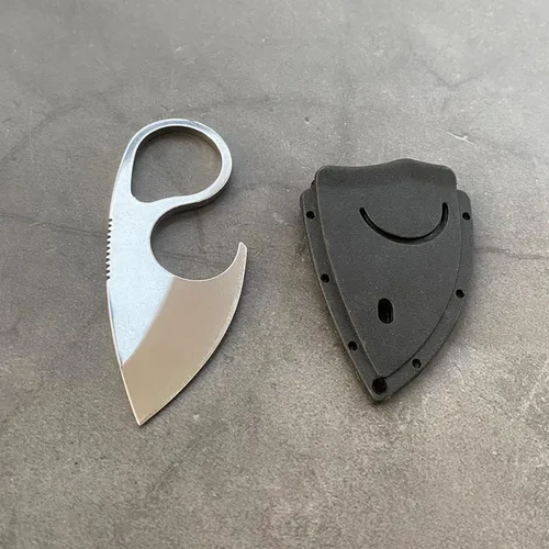 Vista 9 de Cuchillo pequeño EDC para el cuello con funda y collar, mini cuchillos tácticos de hoja fija de espiga completa, lindo cuchillo de bolsillo perfecto