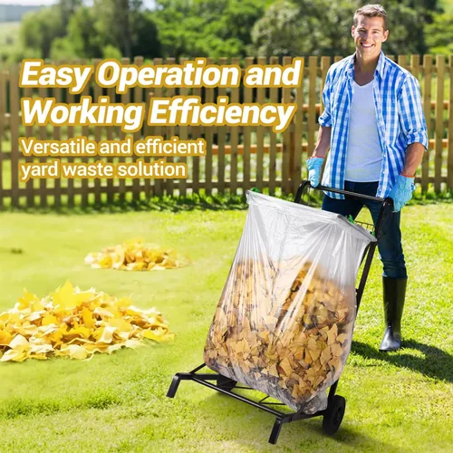 Vista 6 de CAROD Carrito de bolsa de basura mejorado con cesta de almacenamiento y mango ergonómico, soporte ajustable para bolsas de hojas para exteriores