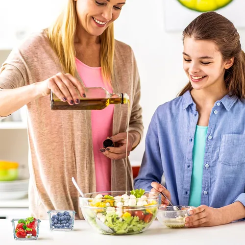 Vista 5 de Mini recipientes de vidrio para almacenamiento de alimentos, paquete de 12 frascos de vidrio pequeños de 5.4 onzas con tapas de bloqueo, recipientes