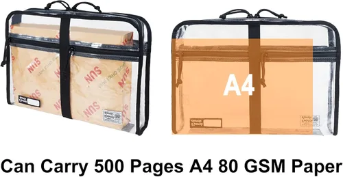 Vista 4 de Rough Enough Clear Document Bag Plastic File Folder Pouch Organizer Art Portfolio Case Small for A4 Paper Notebook School Supplies Important Document