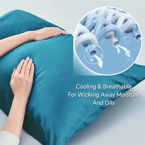 Vista 111 de BEDELITE - Juego de 2 fundas de almohada con solapa, tamaño estándar, rayón de bambú, frescas, suaves y transpirables, para personas calurosas