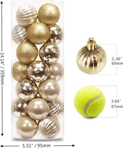 Vista 2 de 28 bolas de Navidad de 1.57 pulgadas, irrompibles, con 4 acabados clásicos para decoración del árbol de Navidad