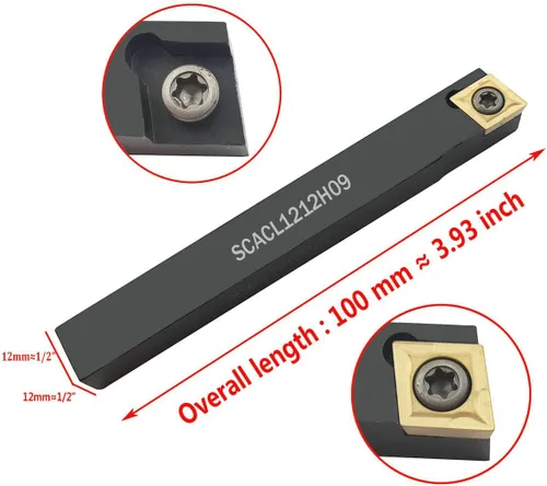 Vista 2 de Juego de soporte de inserción de herramienta de torneado de carburo indexable de vástago de 1/2 "/12 mm, 2 piezas SCACR1212H09 SCACL1212H09
