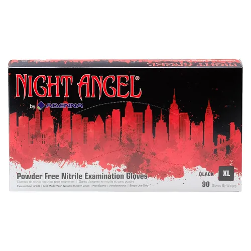Vista 11 de Caja de guantes de nitrilo Night Angel de Adenna, de 4 mil, sin polvo, para exámenes, color negro. Tamaños de extrapequeño a extragrande., S, Negro
