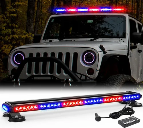 Vista 13 de WINECO - Barra de luces estroboscópicas LED ámbar de 29.5" para techo, doble cara intermitente, luz de emergencia, señal de peligro, advertencia