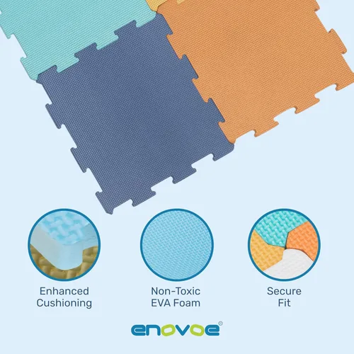 Vista 5 de Enovoe Alfombra de Juego para Bebés para Piso - Esteras de Espuma EVA Entrelazadas No Tóxicas - 16 Piezas - Alfombra de Espuma con Rompecabezas
