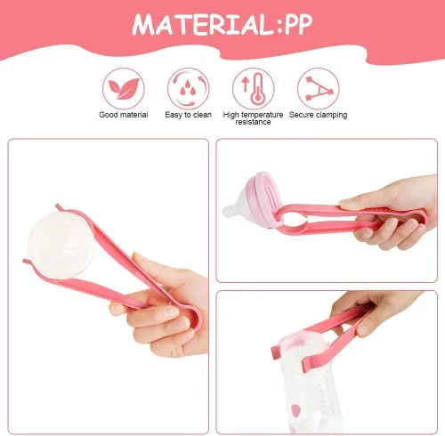 Vista 6 de Pinza para biberón, pinzas antideslizantes para botellas, soporte de silicona para biberón, diseño de tijera, pinza multifuncional resistente a Verde