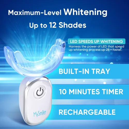 Vista 10 de Kit de blanqueamiento dental MySmile para dientes sensibles con luz LED, blanqueador rápido no sensible de 10 minutos, 3 gel blanqueador de peróxido