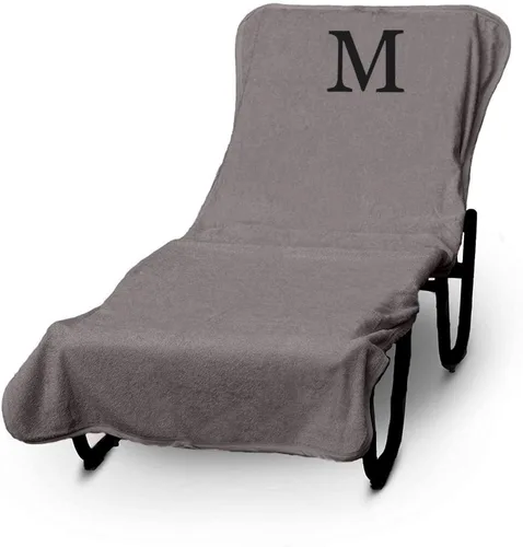 Vista 53 de Funda de lujo para tumbona de piscina con monograma de Hotel y Spa, bordado con letras en bloque - Extra absorbente 100% algodón turco - Rizo suave
