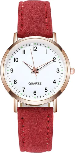 Reloj de cuenta regresiva impermeable con alarma para mujer, reloj retro luminoso, reloj de cuarzo pequeño de cuero
