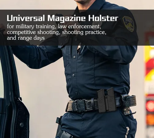 Vista 4 de Funda universal doble para cargador, porta cargador de 9mm 40 de doble pila, bolsa de.45 de pila única ajustable para Glock, S&W, Ruger, Sig Sauer