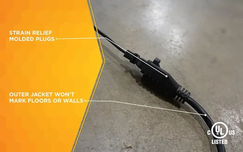 Vista 4 de Southwire - Cable de extensión para interiores y exteriores, acabado negro neutro, cubierta de vinilo, cuchillas reforzadas, tapones moldeados, 3