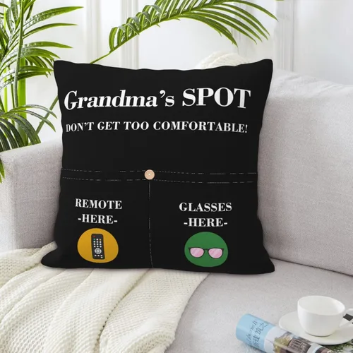 Vista 5 de Funda de almohada con dos bolsillos, regalos para abuela, funda de almohada cuadrada de poliéster de doble cara para decoración del hogar, regalos