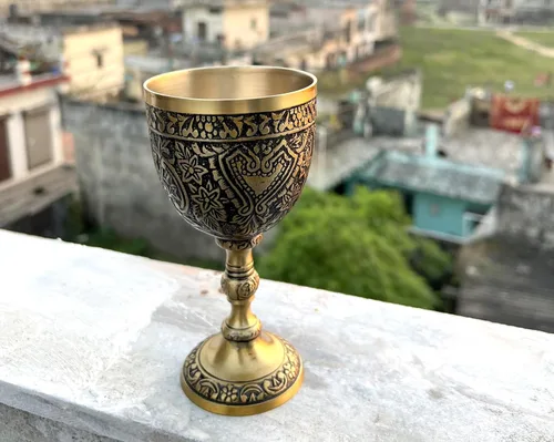 Vista 5 de Cáliz de vino de latón Cáliz Arturo King Cáliz Comunión Cáliz Cáliz Inspirado Medieval