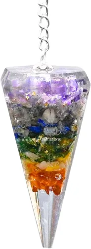 Vista 34 de Péndulos de cristal de orgón de amazonita de Amazing Gemstone para adivinación y radiestesia, péndulo de cristal con verdadero movimiento