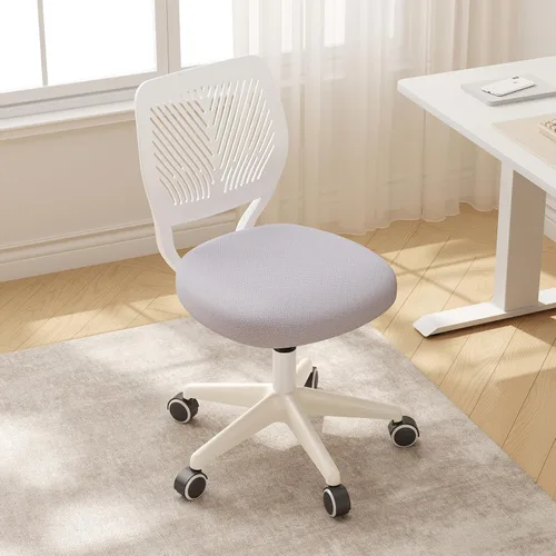 Vista 16 de JPBSTO Silla de escritorio sin brazos, silla giratoria de altura ajustable para oficina con ruedas con cojín acolchado de malla suave, silla pequeña