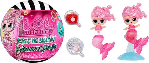 Vista 3 de LOL Surprise Mermaids Makeover Magic Tots con brillo de labios maquillaje DIY usable para ti y tu muñeca, juego acuático divertido, regalo