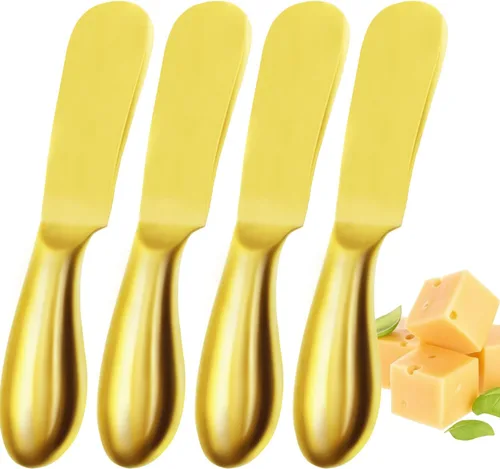 Cuchillo de Mantequilla Cuchillo Esparcidor de Mantequilla Cuchillo de Mantequilla Dorado Juego de 4 Cuchillos Esparcidores de Queso Cuchillos de