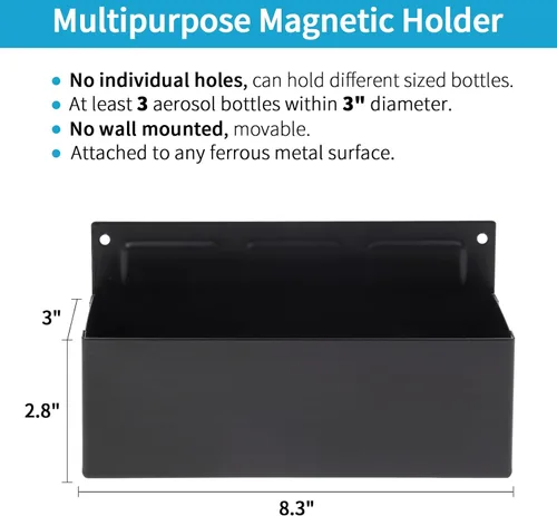 Vista 2 de Soporte magnético para latas de aerosol, caja de herramientas magnética, soporte para botellas, caja de herramientas para garaje y hogar, espacio