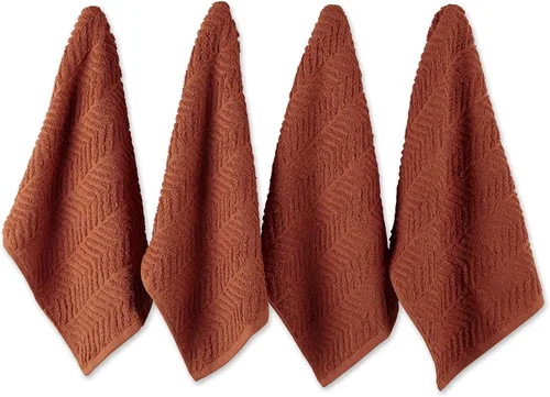 Vista 8 de DII Luxury Barmop Collection - Juego de toallas de cocina Chevron, 16 x 19, rojo granero, 4 piezas