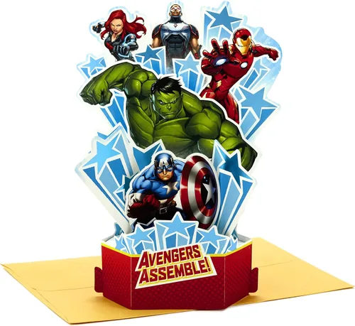 Vista 13 de Hallmark Tarjeta de cumpleaños de los Vengadores con pegatinas 3D y gafas (los vengadores se ensamblan!) (499RZB7022)