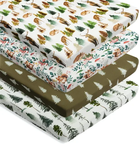 Vista 11 de 4 Sábanas para Pack N Play Animales del Bosque Woodland Madera Neutral Unisex Sábanas Ajustadas para Bebé N Play Ajustadas para Pack N Plays