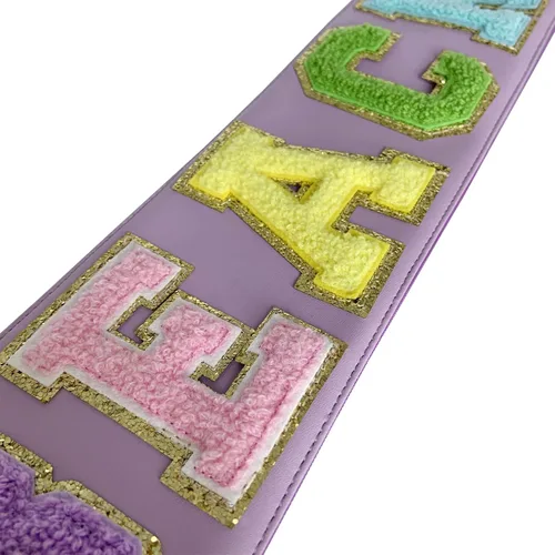 Vista 6 de HAIBOLAN Monogram Clear Stadium Purse Bag Chenille Letter Travel Patch Pouch Snack Makeup Wristlet