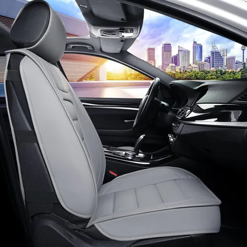 Vista 4 de Sanwom Fundas de cuero para asiento de automóvil, 2 piezas delanteras, fundas universales para asiento de vehículo, fundas impermeables para asiento