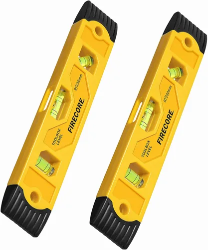 Vista 7 de Firecore - Nivel de torpedo magnético, 9 pulgadas, a prueba de golpes, pequeña herramienta niveladora con 3 burbujas de nivel de burbuja 45 90 180