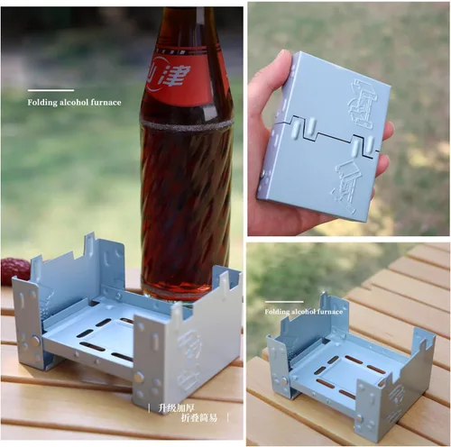 Paquete de 2 estufas de combustible sólido, portátil, compacta, plegable, mini tabletas de cera de alcohol sólido, quemador de soporte para acampar