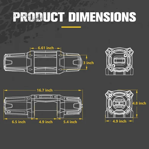 Vista 6 de BUNKER INDUST Cabrestante eléctrico de 6500 libras 12V impermeable con cuerda sintética Hawse Fairlead Kit para todoterreno UTV ATV, cabrestante