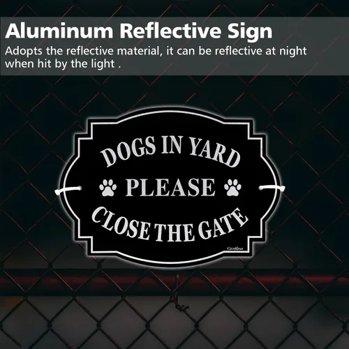 Vista 5 de GicnKeuz Señales de «cuidado con el perro» para valla, 30,48x7,62 cm, señal de mantener la puerta cerrada, aluminio reflectante, resistente a la 12
