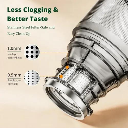 Vista 11 de LINKChef Exprimidor de prensa en frío, exprimidores de 4.53 pulgadas de diámetro, frutas y verduras enteras, exprimidor lento de 200 W con corte