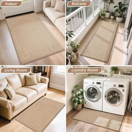 Vista 9 de BEQHAUSE Alfombra de Puerta 50,8 cm x 81,3 cm, Alfombras Antideslizantes para Entrada Interior Lavables de Bajo Perfil Absorbentes y Resistente a