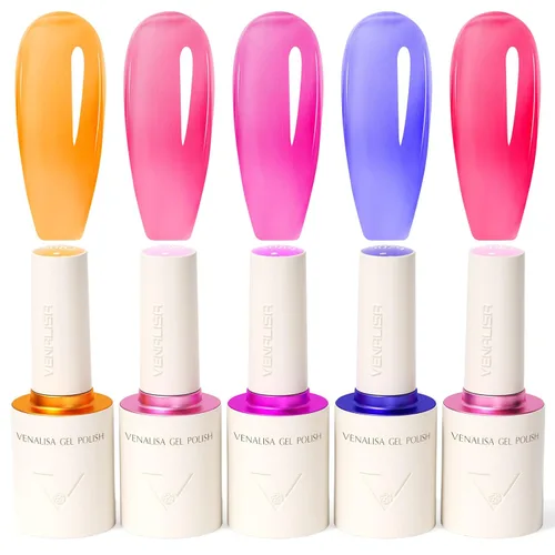 Vista 16 de VENALISA - Juego de esmalte de uñas de gel rosa de 10 ml, con kit de puntas de uñas DIY, 5 piezas de esmalte de uñas de gel de color rosa, rojo