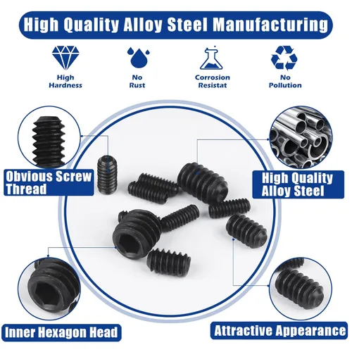 Vista 4 de Juego de 1000 piezas surtidas de tornillos métricos + SAE, juego de tornillos Allen de cabeza hexagonal interna con punta en copa, tornillos