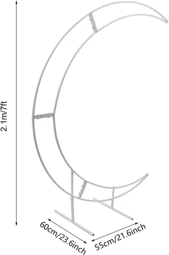 Vista 8 de Arco de boda, soporte de arco de boda de luna creciente de metal de 7 pies, marco de globo de flores curvas, cenadores y arcos para boda, día de San
