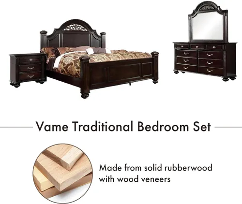Vista 4 de 24/7 Shop at Home Syracuse - Juego de dormitorio de 6 piezas, tamaño Queen, nogal